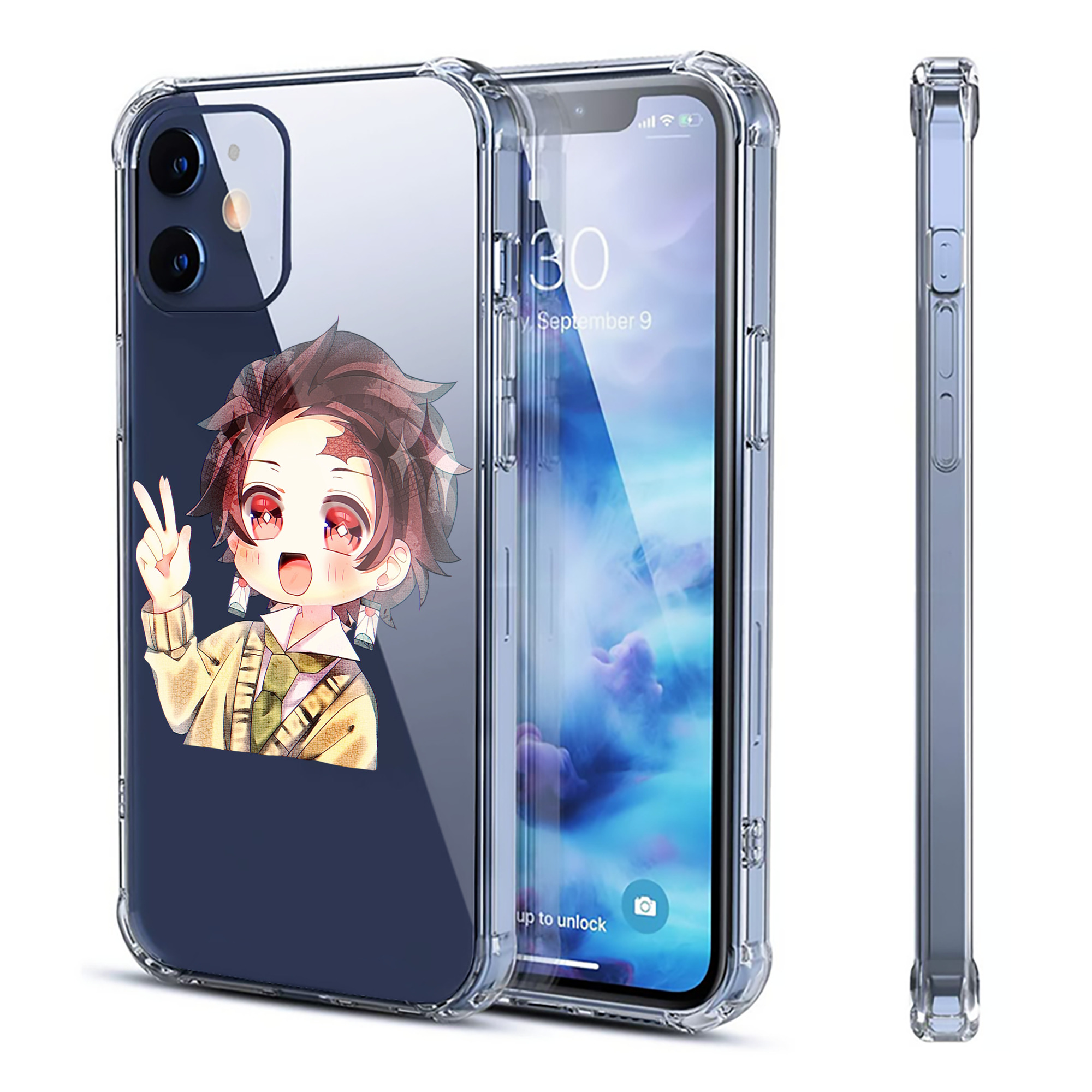 （画像用） 鬼滅の刃 竈門 炭治郎／かまど たんじろう Kamado Tanjirou 【iPhone 12シリーズ対応】透明スマホケース（クリアソフトケース）